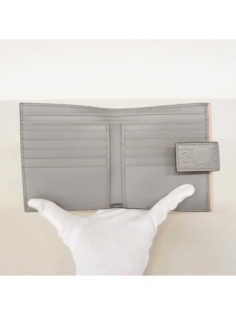 ★SOLD★ Gucci Wallet Guccissima Leather Gray Pink Champagne Gold - Picture 3 of 7